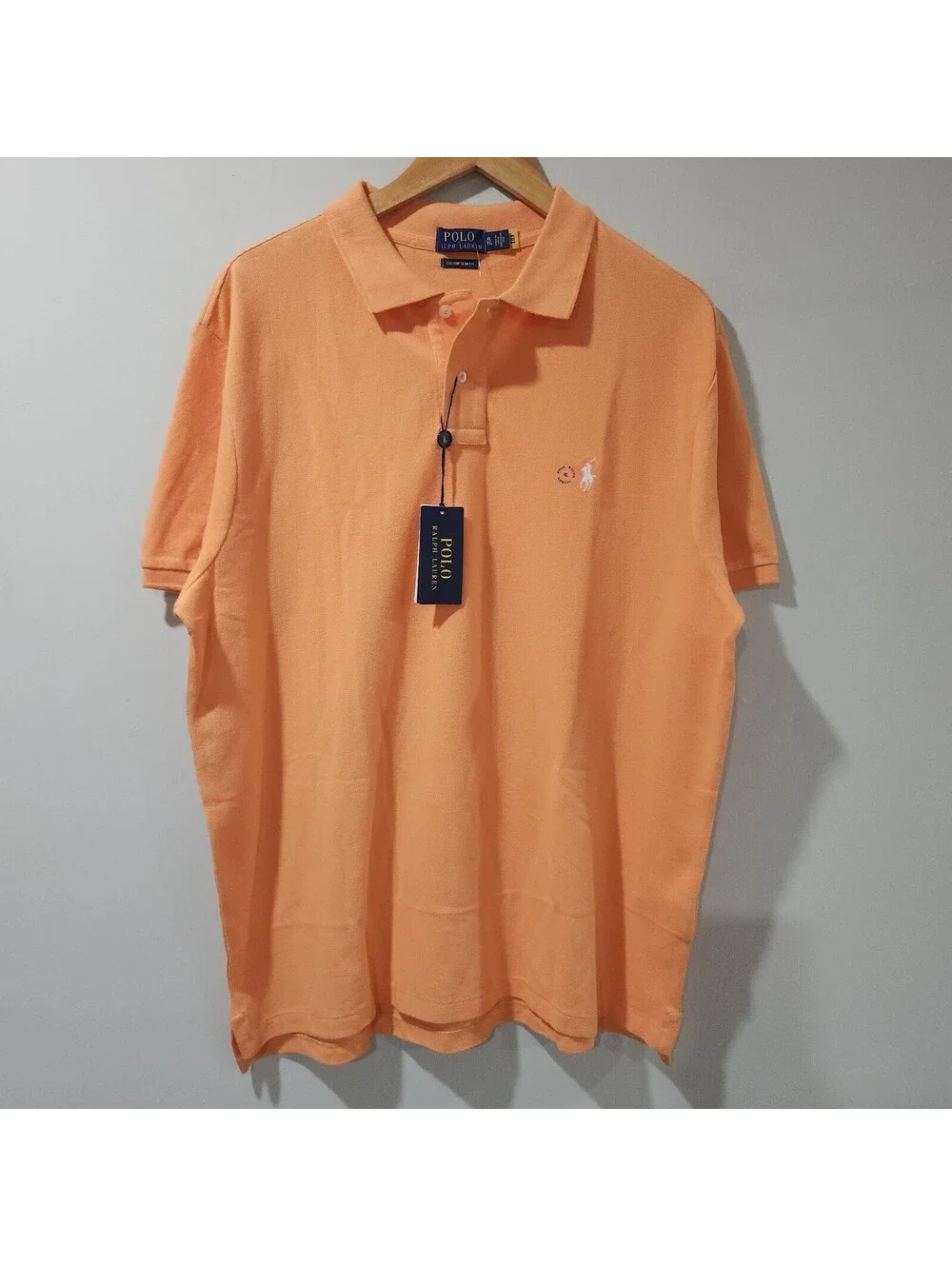 NWT Polo by Ralph Lauren Core Replen Orange Custom Slim Fit Shirt Mens XL